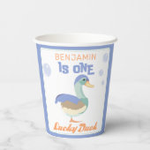 One Lucky Duck & Bubbles Erster Geburtstag Pastete Pappbecher (Rückseite)