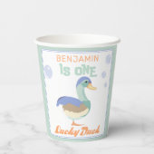 One Lucky Duck & Bubbles Erster Geburtstag Pastete Pappbecher (Rückseite)