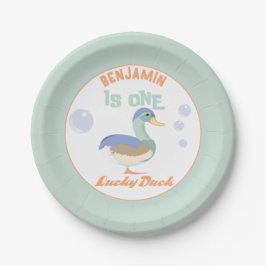 One Lucky Duck & Bubbles Erster Geburtstag Pastete Pappteller