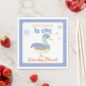 One Lucky Duck & Bubbles Erster Geburtstag Pastete Serviette (Beispiel)
