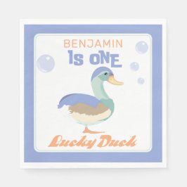 One Lucky Duck & Bubbles Erster Geburtstag Pastete Serviette