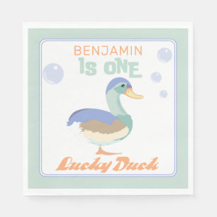 One Lucky Duck & Bubbles Erster Geburtstag Pastete Serviette