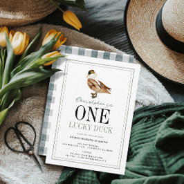One Lucky Duck Classic Boy 1. Geburtstag Einladung
