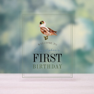 One Lucky Duck Classic Boy 1. Geburtstag Herzlich Acrylschild
