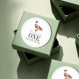 One Lucky Duck Classic Boy 1. Geburtstag Runder Aufkleber