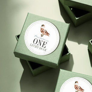 One Lucky Duck Classic Boy 1. Geburtstag Runder Aufkleber
