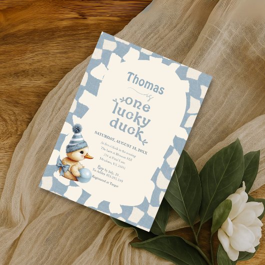 "One Lucky Duck" Erster Geburtstag Einladung