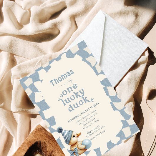 "One Lucky Duck" Erster Geburtstag Einladung