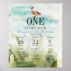 One Lucky Duck Field 1. Geburtstag Meilenstein Pos Poster