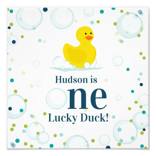 One Lucky Duck First Birthday Blue Fotodruck (Vorne)