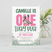 ONE Lucky Duck First Birthday Einladung (Stehend Vorderseite)