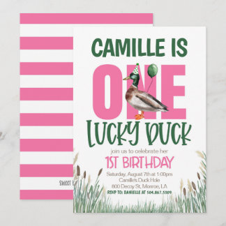 ONE Lucky Duck First Birthday Einladung
