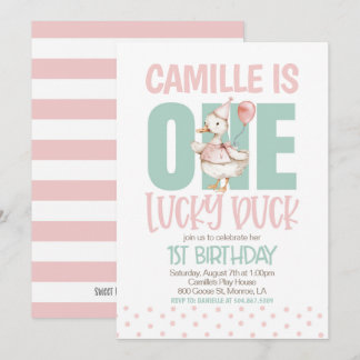 ONE Lucky Duck First Birthday Einladung