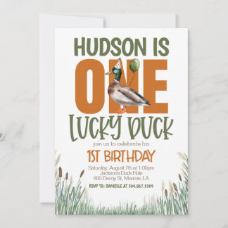 ONE Lucky Duck First Birthday Einladung