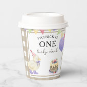 One Lucky Duck First Birthday Pappbecher (Vorderseite)