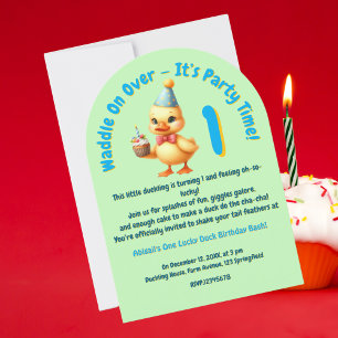 One Lucky Duck Foto Girly Kindergeburtstag Einladung