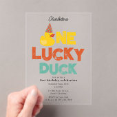 One Lucky Duck Invite 1st First Birthday Cute Acryleinladungen (Insitu (Handheld))