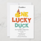 One Lucky Duck Invite 1st First Birthday Cute Einladung (Vorderseite)