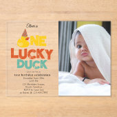 One Lucky Duck Invite 1st First Birthday Photo Acryleinladungen (Vorderseite)