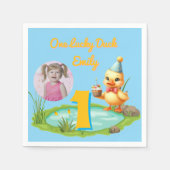 One Lucky Duck Kids 1st Birthday Photo Serviette (Vorderseite)