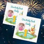 One Lucky Duck Kids 1st Birthday Photo Serviette