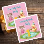 One Lucky Duck Kids 1st Birthday Photo Serviette