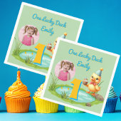 One Lucky Duck Kids 1st Birthday Photo Serviette