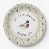 One Lucky Duck Mallard 1. Geburtstag Pappteller (Vorderseite)