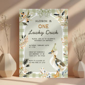 One Lucky Duck Niedlich Duckling Gingham 1. Geburt Einladung