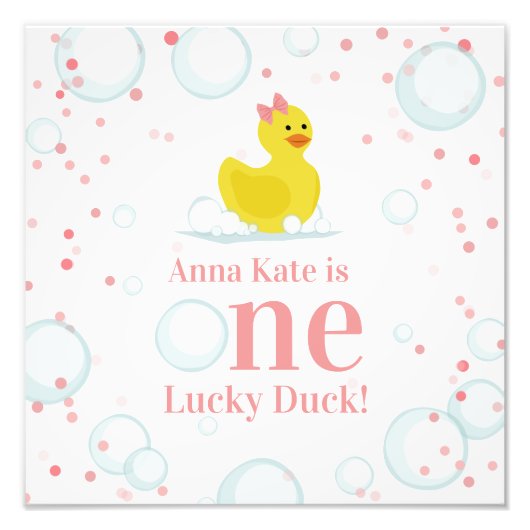 One Lucky Duck Pink Birthday Party Fotodruck (Vorne)