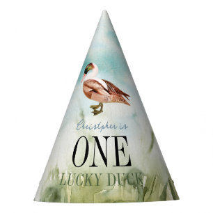 One Lucky Duck Watercolor Boy 1. Geburtstag Partyhütchen