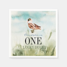 One Lucky Duck Watercolor Boy 1. Geburtstag