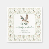 One Lucky Duck Watercolor Boy Birthday Napkins Serviette (Vorderseite)