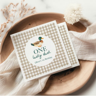 One Lucky Duck zum ersten Geburtstag Serviette