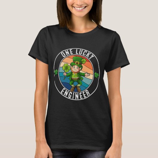 One Lucky Engineer Leprechaun Irish St Patricks T-Shirt (Vorderseite)