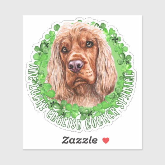 One Lucky English Cocker Spaniel St. Patrick Dog Aufkleber (Blatt)