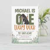 ONE Lucky Enten Jagd Erster Geburtstag Einladung (Stehend Vorderseite)