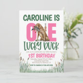 ONE Lucky Enten Jagd Erster Geburtstag Einladung (Stehend Vorderseite)