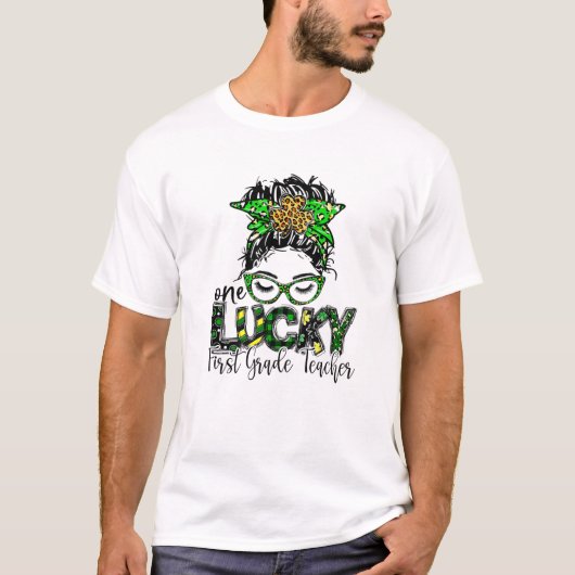 One Lucky First Grade Teacher St Patrick Day Teach T-Shirt (Vorderseite)
