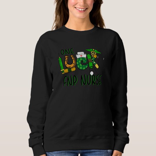 One Lucky Fnp Nurse Shamrock Stethoscope St Patric Sweatshirt (Vorderseite)
