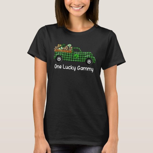 One Lucky Gammy Green Kariert Truck Kleeblatts St  T-Shirt (Vorderseite)