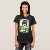 One Lucky Gigi Messy Bun Leopard St Patrick's Day T-Shirt (Vorne ganz)