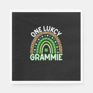 One Lucky Grammie Leopard Rainbow Saint Patrick Serviette