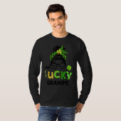 One Lucky Gramps Messy Bun Leopard St Patrick's Da T-Shirt (Vorne ganz)
