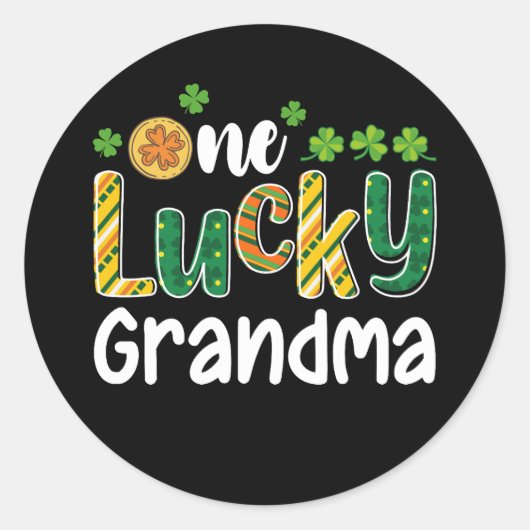 One Lucky Grandma Matching Family St Patrick's Day Runder Aufkleber (Vorderseite)