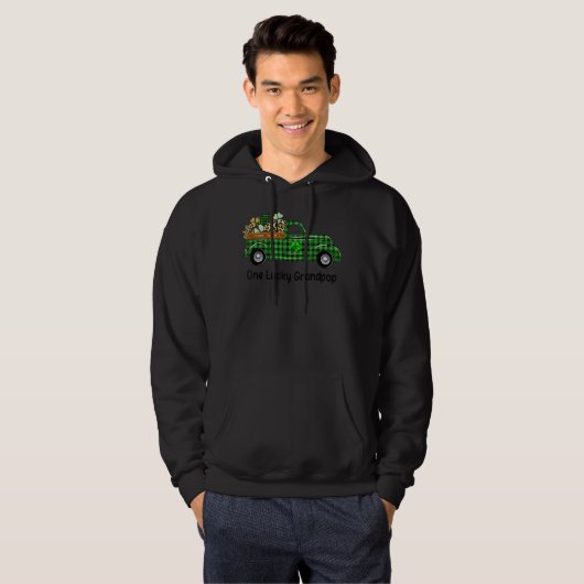 One Lucky Grandpop Green Kariert Truck Kleeblatts Hoodie (Vorne ganz)