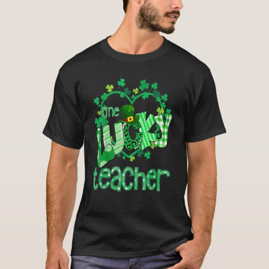 One Lucky heart Grade Teacher Happy St Patrick's D T-Shirt (Vorderseite)