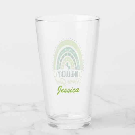 One Lucky Horse Girl Reittier St. Patrick's Day Glas (Rückseite)