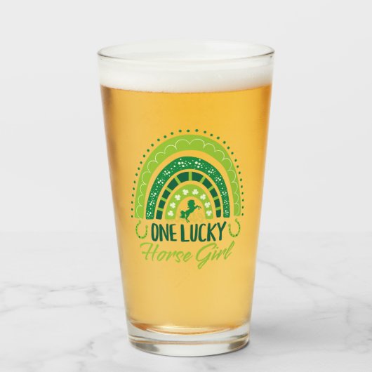 One Lucky Horse Girl Reittier St. Patrick's Day Glas (Vorne (Gefüllt))