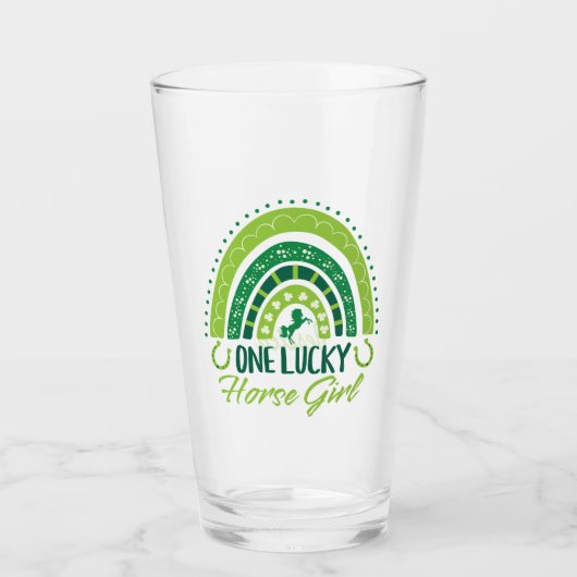 One Lucky Horse Girl Reittier St. Patrick's Day Glas (Vorderseite)
